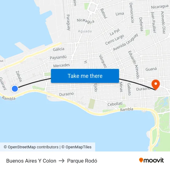 Buenos Aires Y Colon to Parque Rodó map