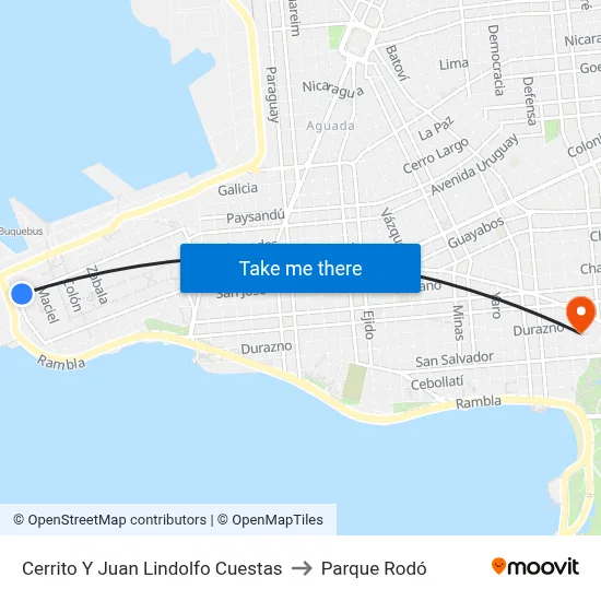 Cerrito Y Juan Lindolfo Cuestas to Parque Rodó map