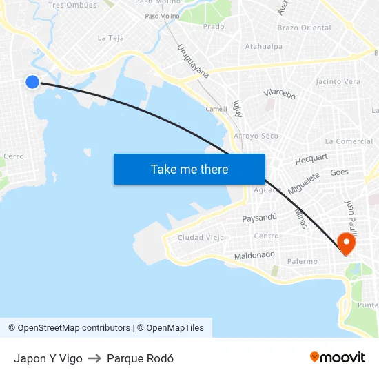 Japon Y Vigo to Parque Rodó map