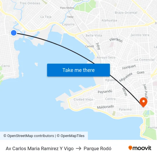 Av Carlos Maria Ramirez Y Vigo to Parque Rodó map