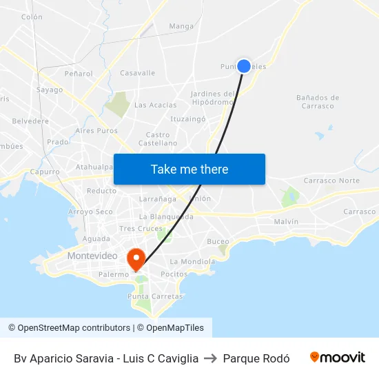 Bv Aparicio Saravia - Luis C Caviglia to Parque Rodó map