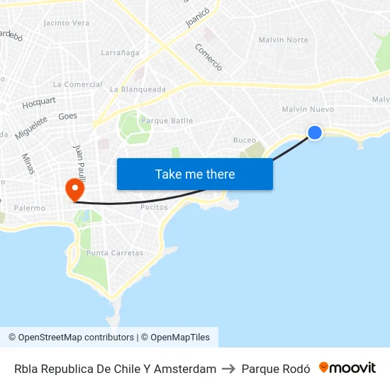 Rbla Republica De Chile Y Amsterdam to Parque Rodó map