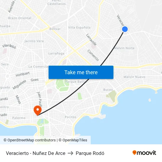 Veracierto - Nuñez De Arce to Parque Rodó map