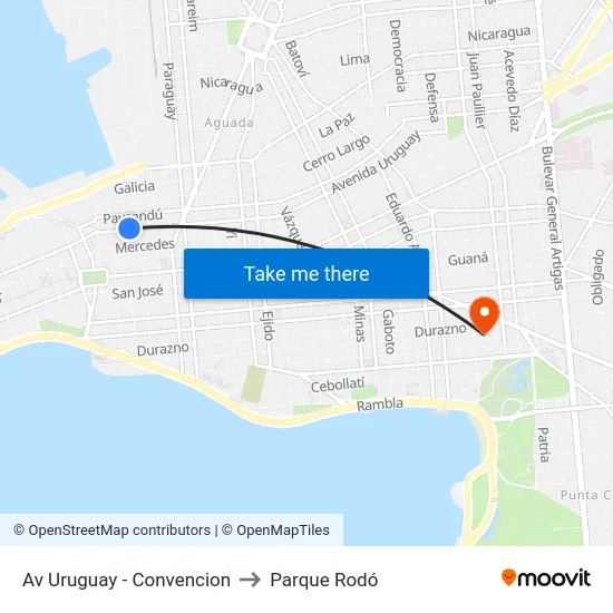 Av Uruguay - Convencion to Parque Rodó map