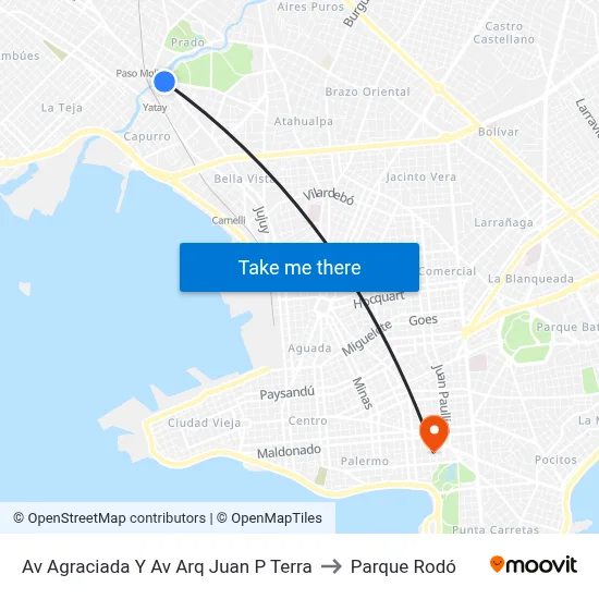 Av Agraciada Y Av Arq Juan P Terra to Parque Rodó map