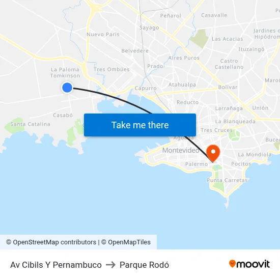 Av Cibils Y Pernambuco to Parque Rodó map