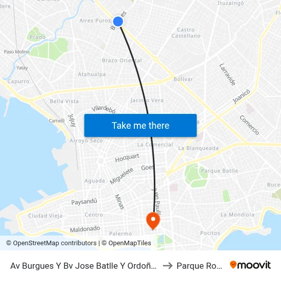 Av Burgues Y Bv Jose Batlle Y Ordoñez to Parque Rodó map