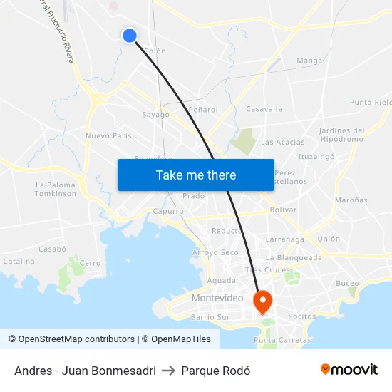 Andres - Juan Bonmesadri to Parque Rodó map
