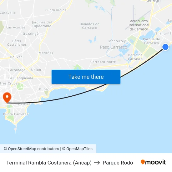 Terminal Rambla Costanera (Ancap) to Parque Rodó map