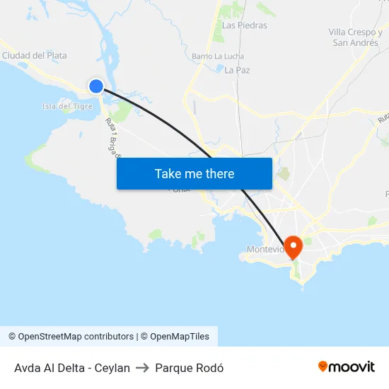 Avda Al Delta - Ceylan to Parque Rodó map