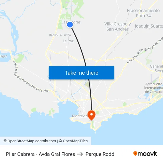 Pilar Cabrera - Avda Gral Flores to Parque Rodó map