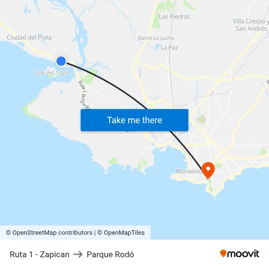 Ruta 1 - Zapican to Parque Rodó map