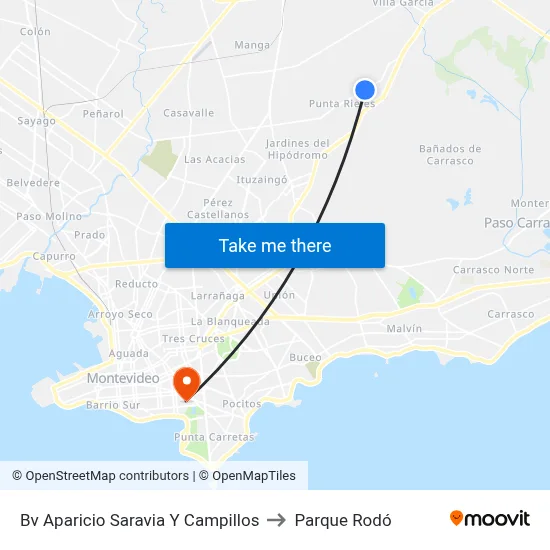 Bv Aparicio Saravia Y Campillos to Parque Rodó map