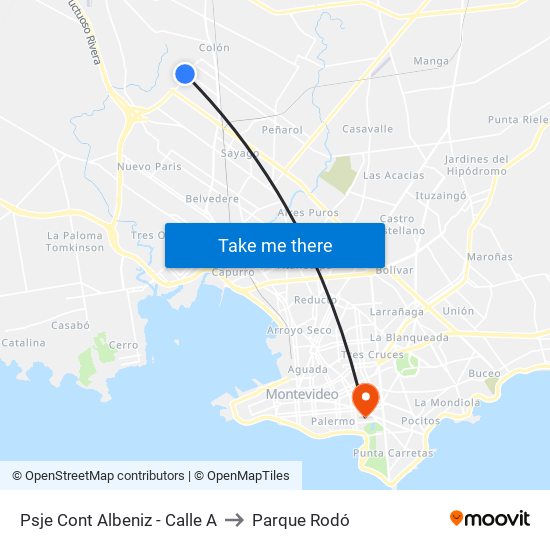 Psje Cont Albeniz - Calle A to Parque Rodó map