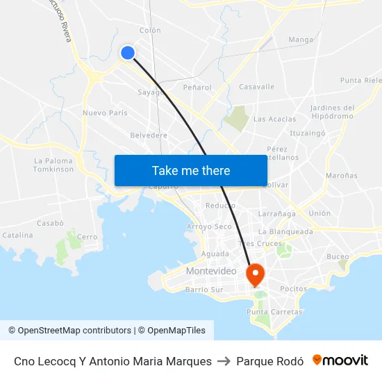 Cno Lecocq Y Antonio Maria Marques to Parque Rodó map