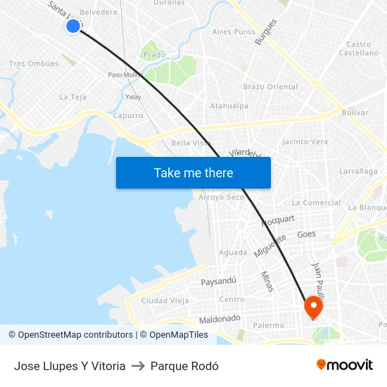 Jose Llupes Y Vitoria to Parque Rodó map