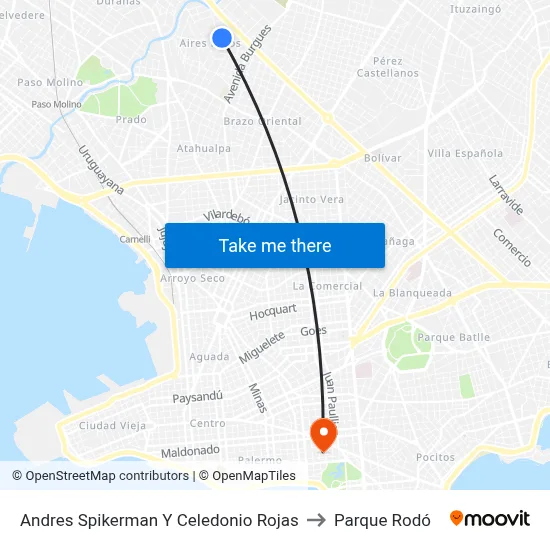 Andres Spikerman Y Celedonio Rojas to Parque Rodó map