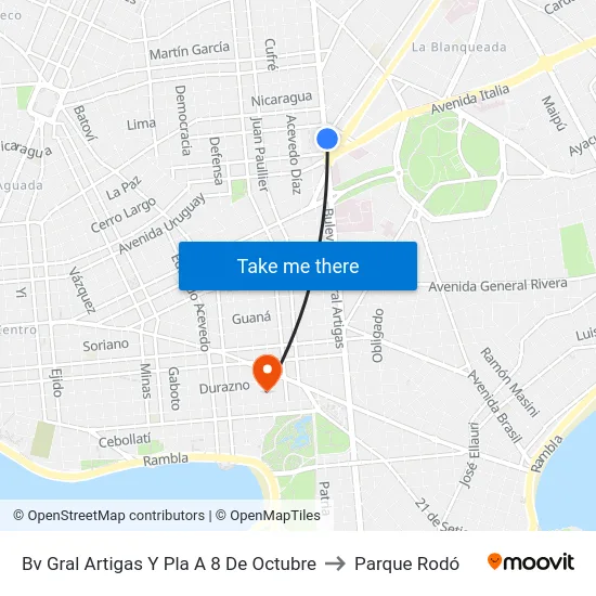 Bv Gral Artigas Y Pla A 8 De Octubre to Parque Rodó map