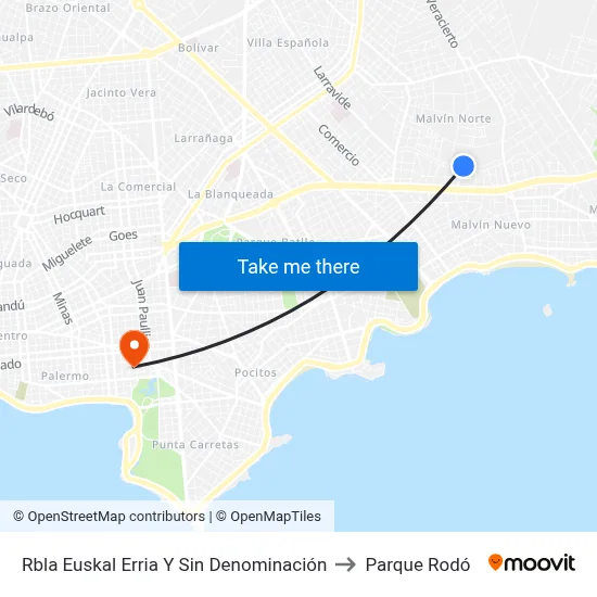 Rbla Euskal Erria Y Sin Denominación to Parque Rodó map