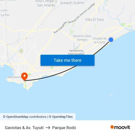 Gaviotas & Av. Tuyutí to Parque Rodó map