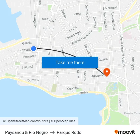 Paysandú & Río Negro to Parque Rodó map