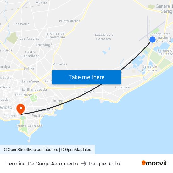 Terminal De Carga Aeropuerto to Parque Rodó map