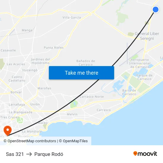 Sas 321 to Parque Rodó map