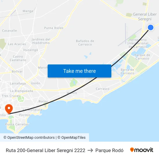 Ruta 200-General Liber Seregni 2222 to Parque Rodó map