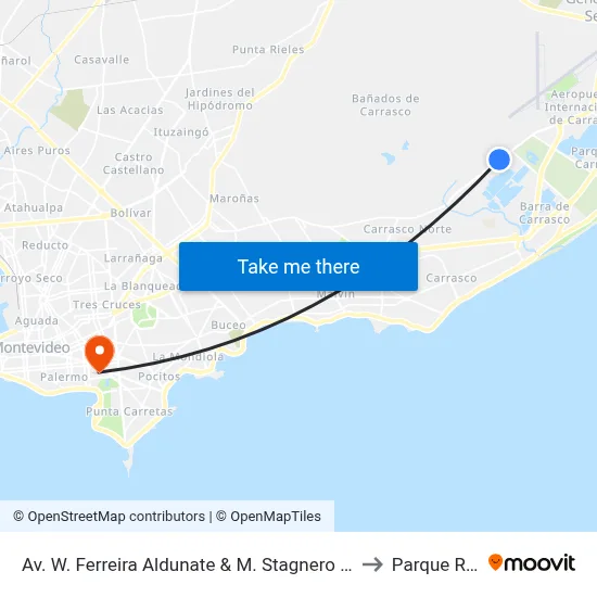 Av. W. Ferreira Aldunate & M. Stagnero De Munar to Parque Rodó map