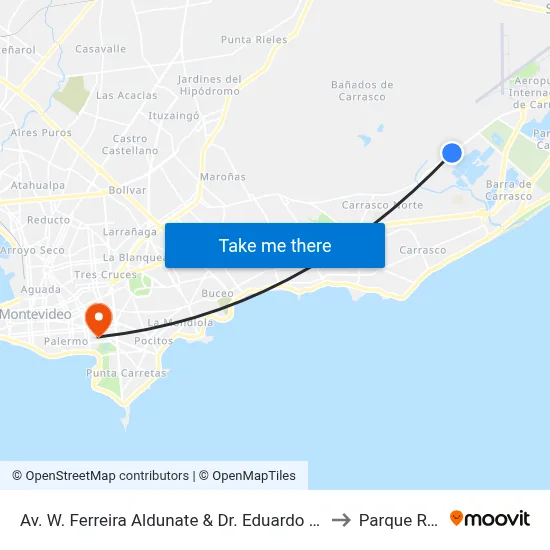 Av. W. Ferreira Aldunate & Dr. Eduardo Acevedo to Parque Rodó map