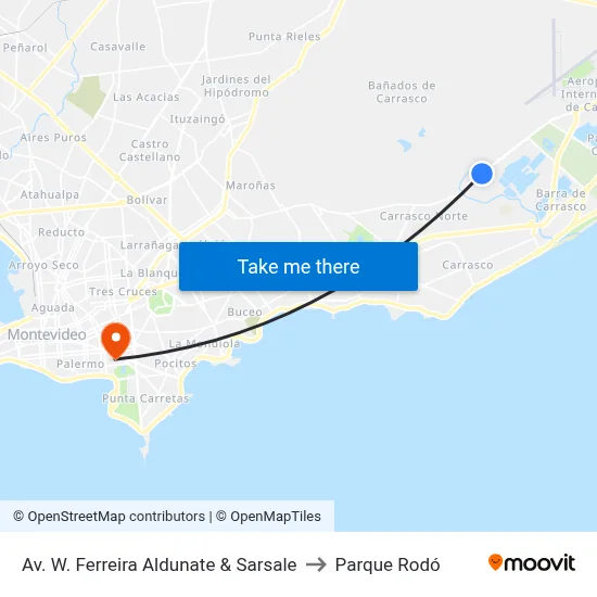 Av. W. Ferreira Aldunate & Sarsale to Parque Rodó map