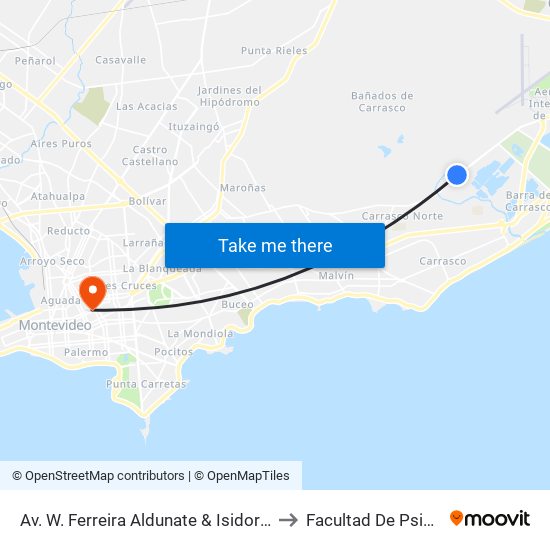 Av. W. Ferreira Aldunate & Isidoro De María to Facultad De Psicología map
