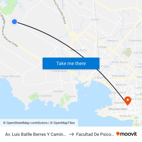 Av. Luis Batlle Berres Y Camino Paurú to Facultad De Psicología map