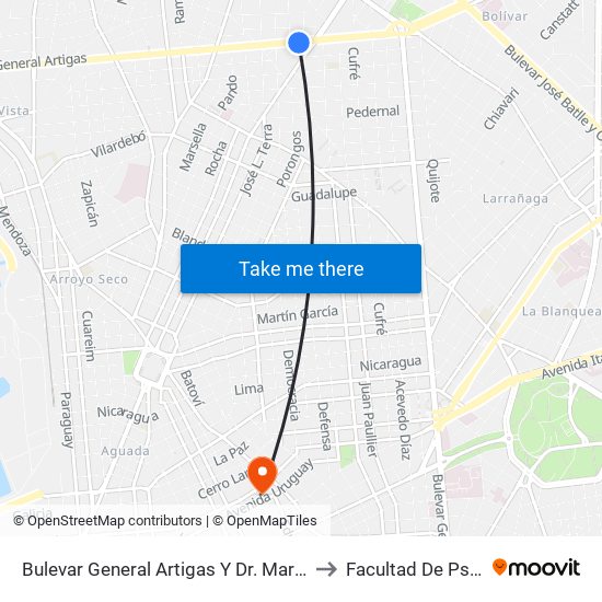 Bulevar General Artigas Y Dr. Martin C. Matrinez to Facultad De Psicología map