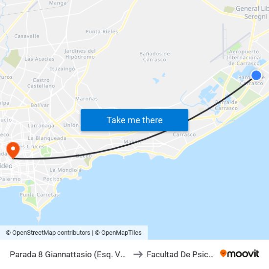 Parada 8 Giannattasio (Esq. Venezuela) to Facultad De Psicología map