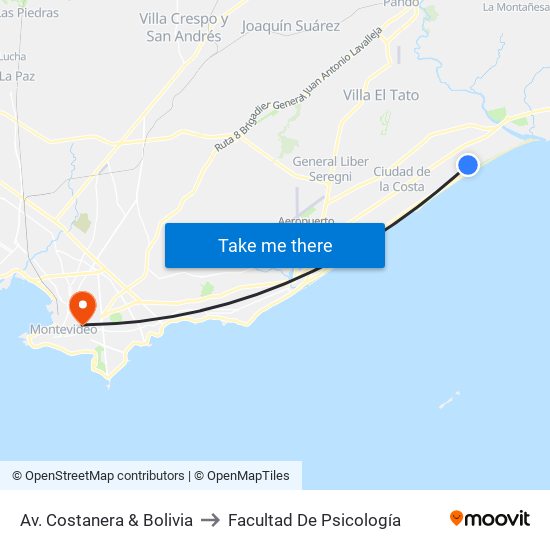 Av. Costanera & Bolivia to Facultad De Psicología map