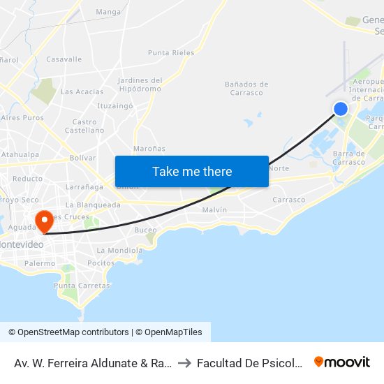 Av. W. Ferreira Aldunate & Racine to Facultad De Psicología map