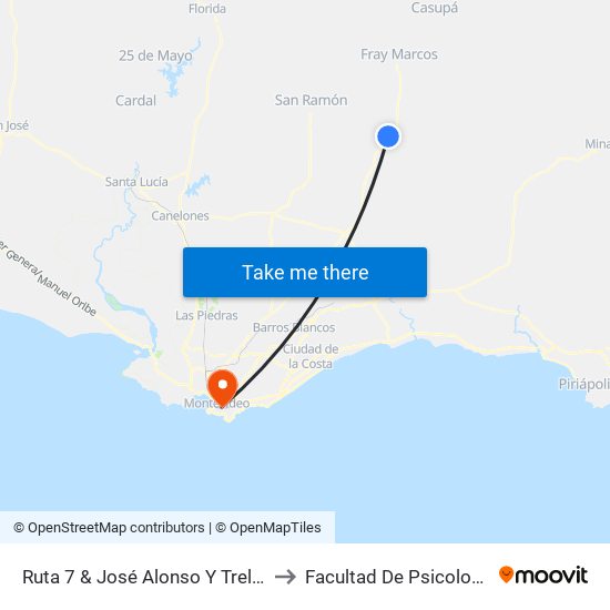 Ruta 7 & José Alonso Y Trelles to Facultad De Psicología map