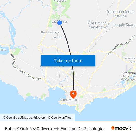 Batlle Y Ordóñez & Rivera to Facultad De Psicología map