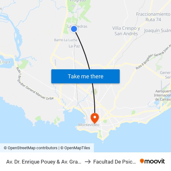 Av. Dr. Enrique Pouey & Av. Gral. Artigas to Facultad De Psicología map