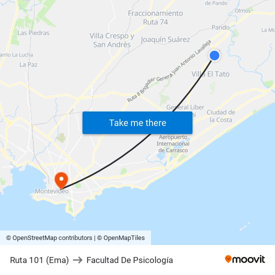 Ruta 101 (Ema) to Facultad De Psicología map