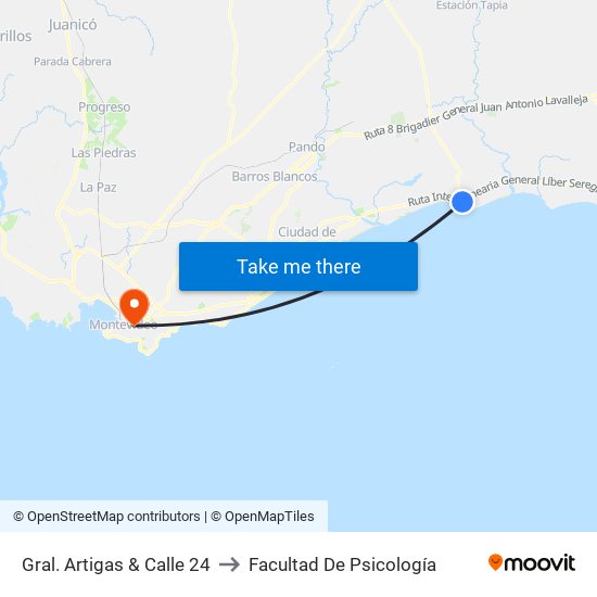 Gral. Artigas & Calle 24 to Facultad De Psicología map