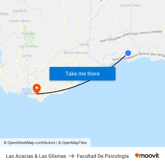 Las Acacias & Las Glisinas to Facultad De Psicología map
