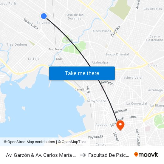 Av. Garzón & Av. Carlos María De Pena to Facultad De Psicología map