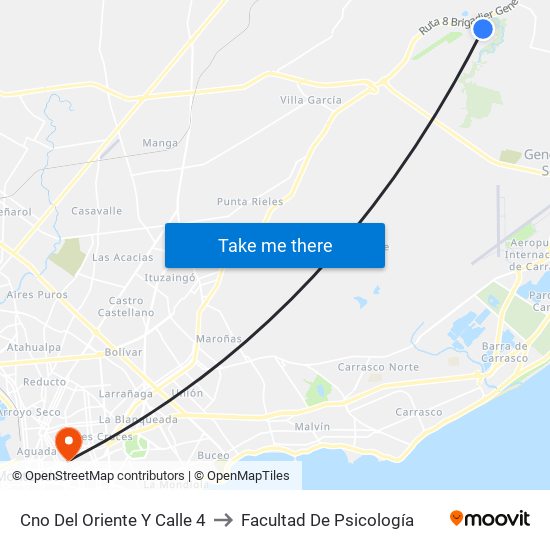 Cno Del Oriente Y Calle 4 to Facultad De Psicología map