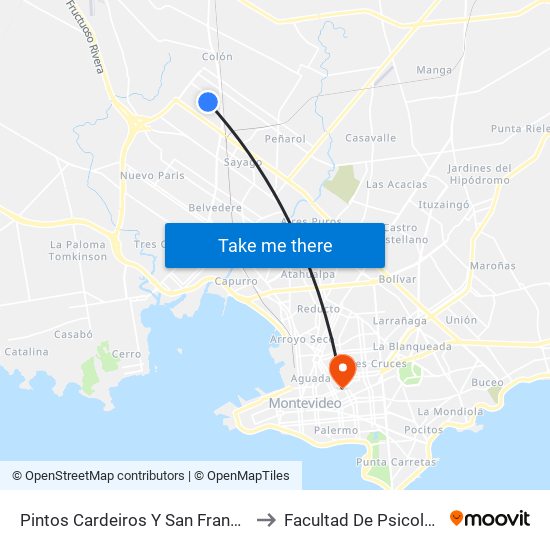 Pintos Cardeiros Y San Francisco to Facultad De Psicología map