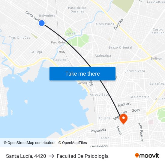 Santa Lucía, 4420 to Facultad De Psicología map