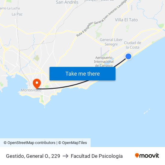 Gestido, General O., 229 to Facultad De Psicología map