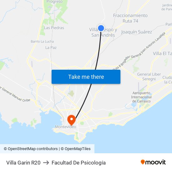 Villa Garin R20 to Facultad De Psicología map