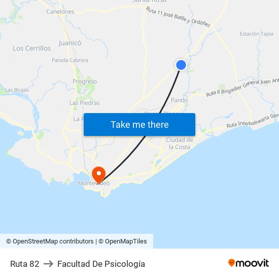 Ruta 82 to Facultad De Psicología map